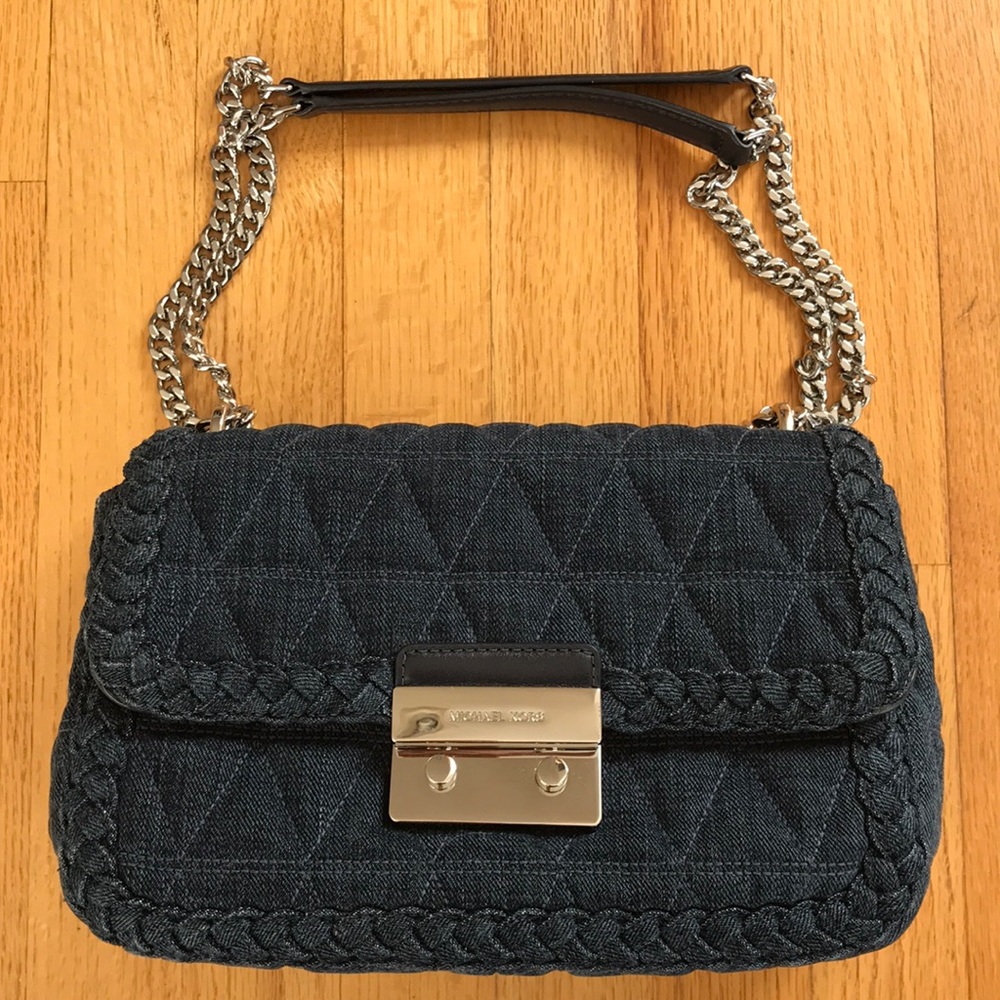 Michael Kors Sloan Quilted Denim Shoulder Bag